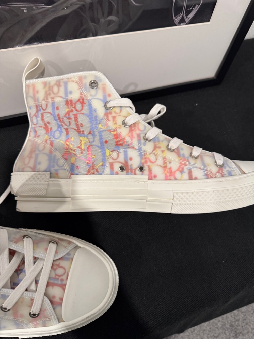 Dior Pastel Multicolor Oblique High-Top Sneakers B23 Monogram - Picture 7 of 12